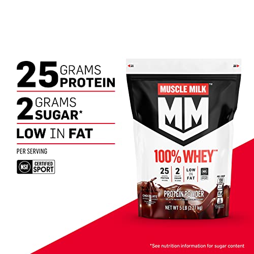 Muscle Milk 100% Whey Protein Powder, Chocolate, 5 Pound, 66 Servings, 25g Protein - Maple Wellness Supplements