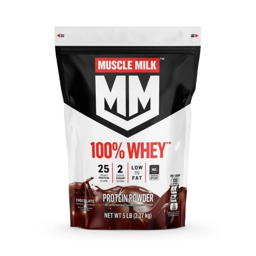 Muscle Milk 100% Whey Protein Powder, Chocolate, 5 Pound, 66 Servings, 25g Protein - Maple Wellness Supplements