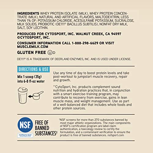 Muscle Milk 100% Whey With Probiotics Protein Powder, Vanilla, 1.85 Pound, 23 Servings - Maple Wellness Supplements
