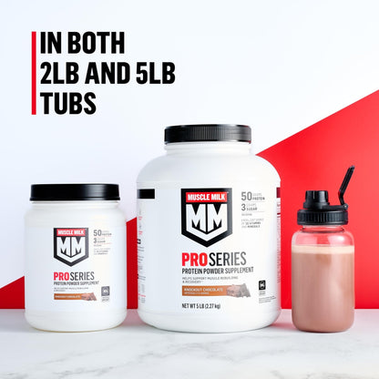 Muscle Milk Pro Series Protein Powder Supplement, Slammin' Strawberry, 2 Pound, 11 Servings, 50g Protein, 3g Sugar, 20 Vitamins & Minerals, NSF Certified for Sport, Packaging May Vary - Maple Wellness Supplements