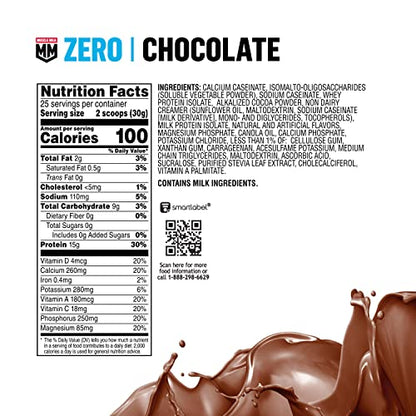 Muscle Milk ZERO, 100 Calorie Protein Powder, Chocolate, 15g Protein, 1.65 Pound - Maple Wellness Supplements