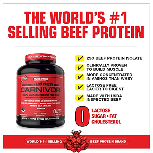 MuscleMeds Carnivor Bioengineered Beef Protein Isolate, Vanilla Caramel, 3.9 Pound - Maple Wellness Supplements