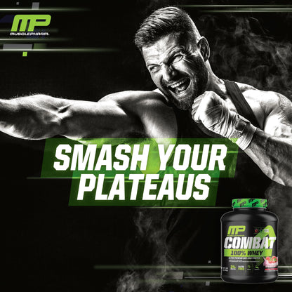 MusclePharm Combat 100% Whey Protein Powder, Strawberry Cream Flavor - Maple Wellness Supplements