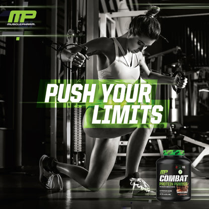 MusclePharm Combat Protein Powder, Chocolate Milk Flavor, Fuels Muscles for Productive Workouts, 5 Protein Sources including Whey Protein Isolate & Egg Albumin, Gluten Free, 4.2 lb, 52 Servings - Maple Wellness Supplements
