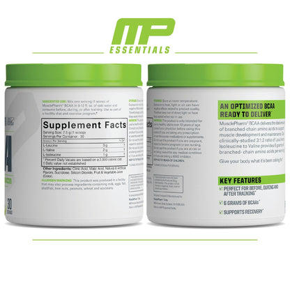 MusclePharm Essentials BCAA Powder, Pre & Post Workout Recovery Drink, Supports - Maple Wellness Supplements
