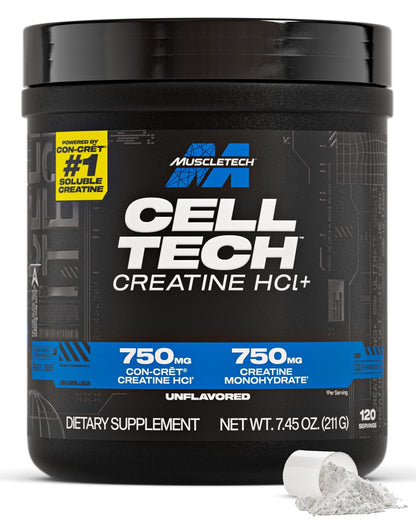 MuscleTech Cell-Tech Creactor Creatine HCl Powder, Post Workout Muscle Builder for Men & Women, Creatine Hydrochloride + Free-Acid, Unflavored (120 Servings), 8.47 oz - Maple Wellness Supplements
