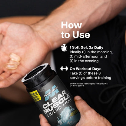 Muscletech HMB Supplements 1000mg, Clear Muscle (42 Liquid Softgels) - Highest Grade HMB for Lean Muscle & Recovery-HMB Free Acid Muscle Supplement-Help Decrease - Maple Wellness Supplements