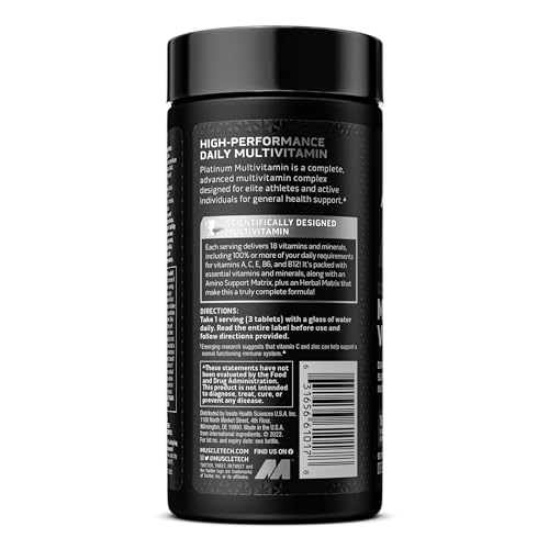 MuscleTech Platinum Multivitamin for Immune Support 18 Vitamins & Minerals Vitamins A - Maple Wellness Supplements
