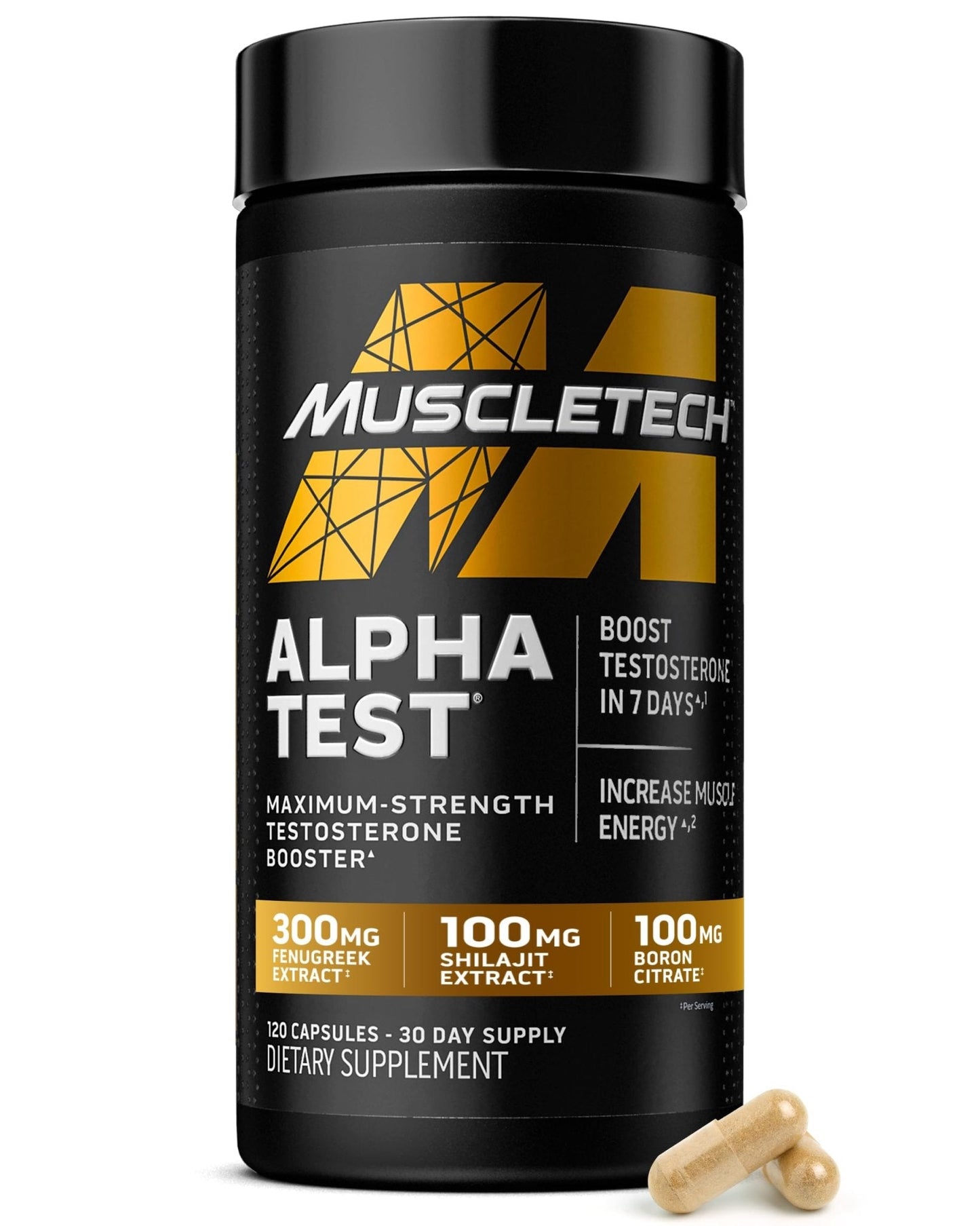 MuscleTech Testosterone Booster for Men, AlphaTest - T-Boost Mens Supplement with Tribulus Terrestris & Boron - Daily Male Gym Workout Supplements - Maple Wellness Supplements