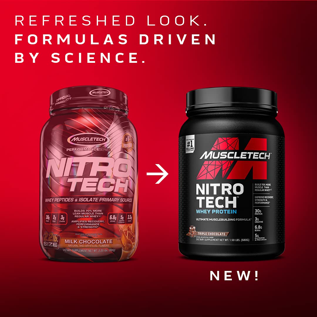 Muscletech Whey Protein Powder (Milk Chocolate, 10 Pound) - Nitro-Tech Muscle Building - Maple Wellness Supplements