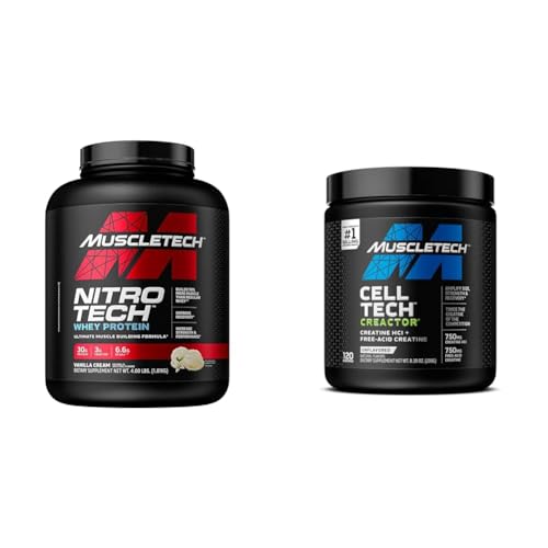 MuscleTech Whey Protein Powder Nitro-Tech | Isolate & Peptides & Cell-Tech Creactor - Maple Wellness Supplements
