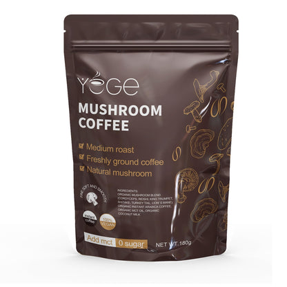 Mushroom Coffee, Instant Mushroom Coffee with Cordyceps, Reishi, King Trumpet, Shiitake, Turkey Tail, Lions Mane for Energy - Maple Wellness Supplements