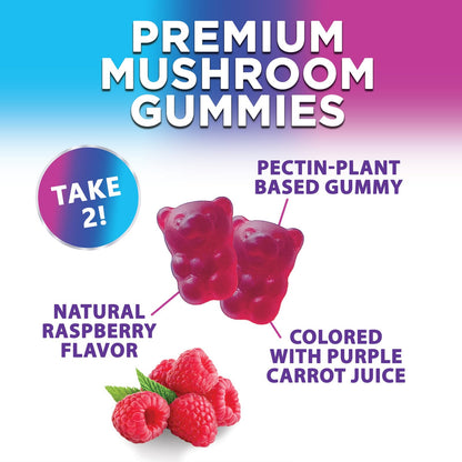 Mushroom Gummies Supplement 12 in 1 - High Grade Blend for Adults with Lions Mane, Reishi, Cordyceps, & Chaga Mushroom Complex Gummy, Memory & Immune Support & Nootropic Brain Supplements - 60 Gummies - Maple Wellness Supplements