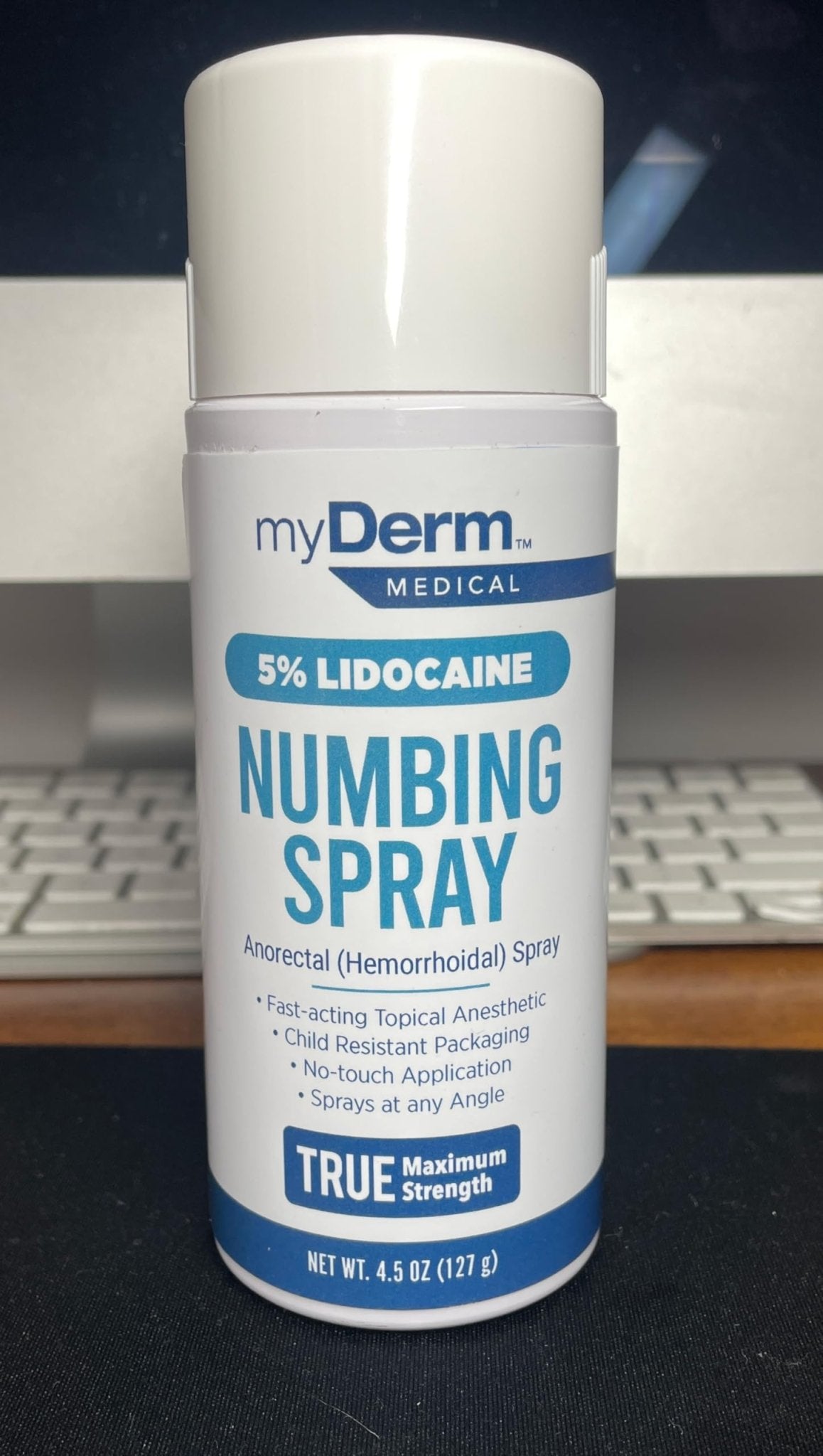Myderm Medical Numbing Spray - 4.5oz - Maximum Strength 5% Lidocaine with Phenylephrine HCl and Witch Hazel - Fast-Acting Reliever with A Touch-Free Application - First Aid Supplies - Made in USA - Maple Wellness Supplements