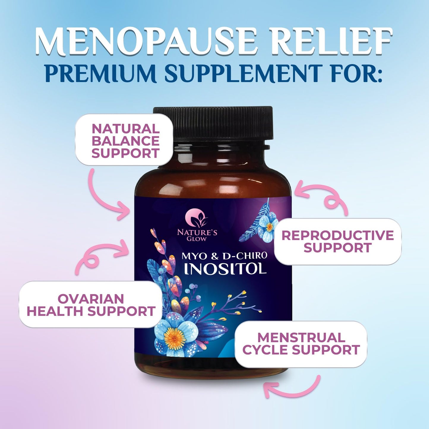 Myo-Inositol & D-Chiro Inositol 1025mg - 40:1 Ideal Ratio for Ovarian Support, Vegan Myo & D Chiro Supplement for Women's Natural Balance and Hormone Support, Vitamin B8, Non-GMO - 120 Capsules - Maple Wellness Supplements