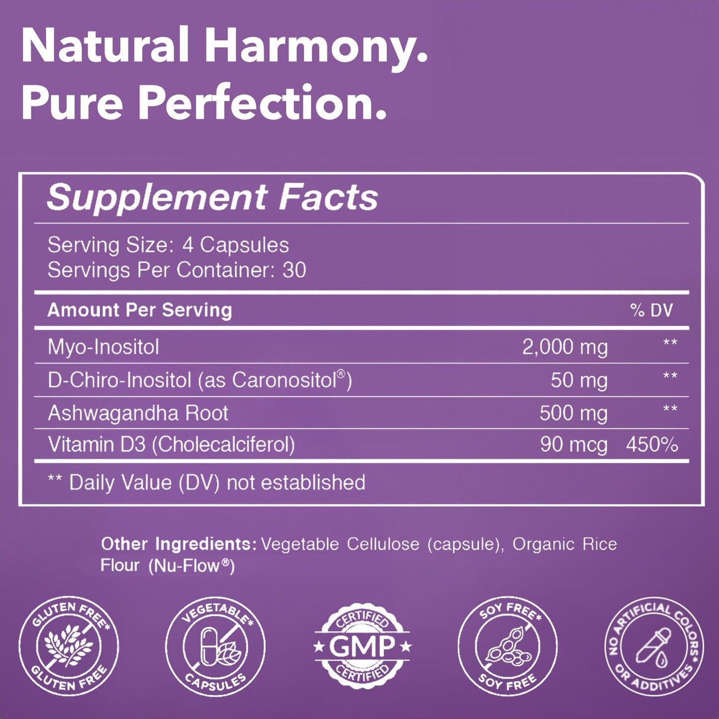 Myo-Inositol & D-Chiro Inositol 40:1 Blend + Vitamin D3 + Ashwagandha - Vegan Capsule - Maple Wellness Supplements