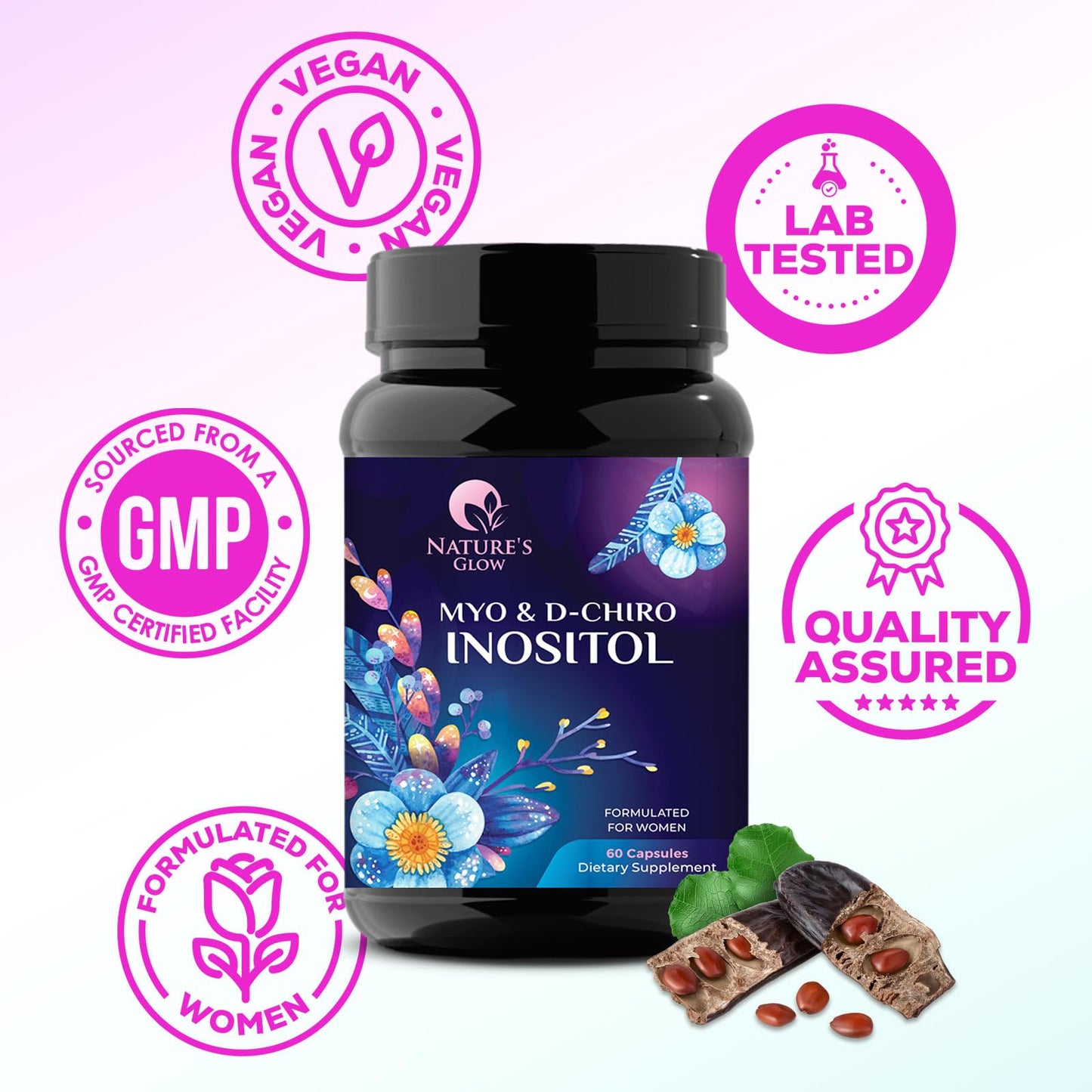 Myo-Inositol & D-Chiro Inositol Blend - 30 Day Supply, Premium 40:1 Ratio, Hormone Sup - Maple Wellness Supplements