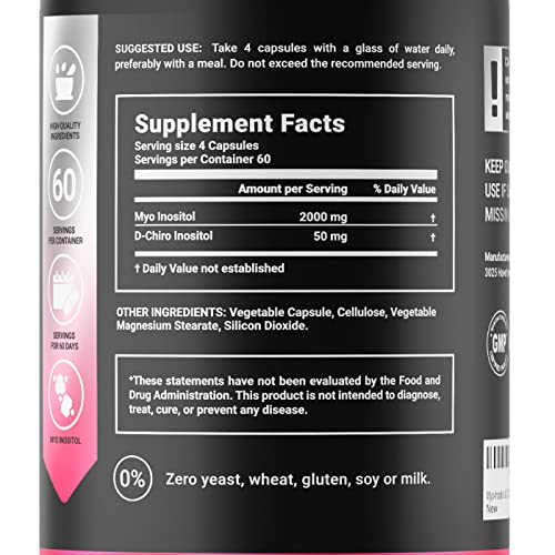 Myo-Inositol & D-Chiro Inositol by B Life - 240 Capsules | Made in USA | 40:1 Ratio - Maple Wellness Supplements