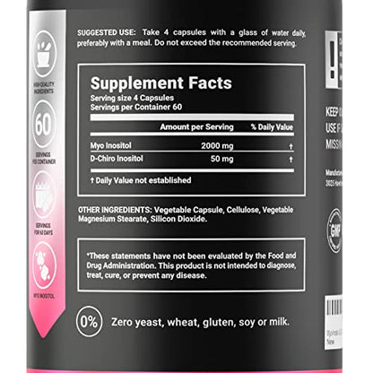 Myo-Inositol & D-Chiro Inositol by B Life - 240 Capsules | Made in USA | 40:1 Ratio - Maple Wellness Supplements