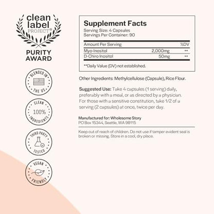 Myo-Inositol & D-Chiro Inositol Capsules, 90-Day Supply, 40:1 Ratio for Hormonal Balance - Maple Wellness Supplements