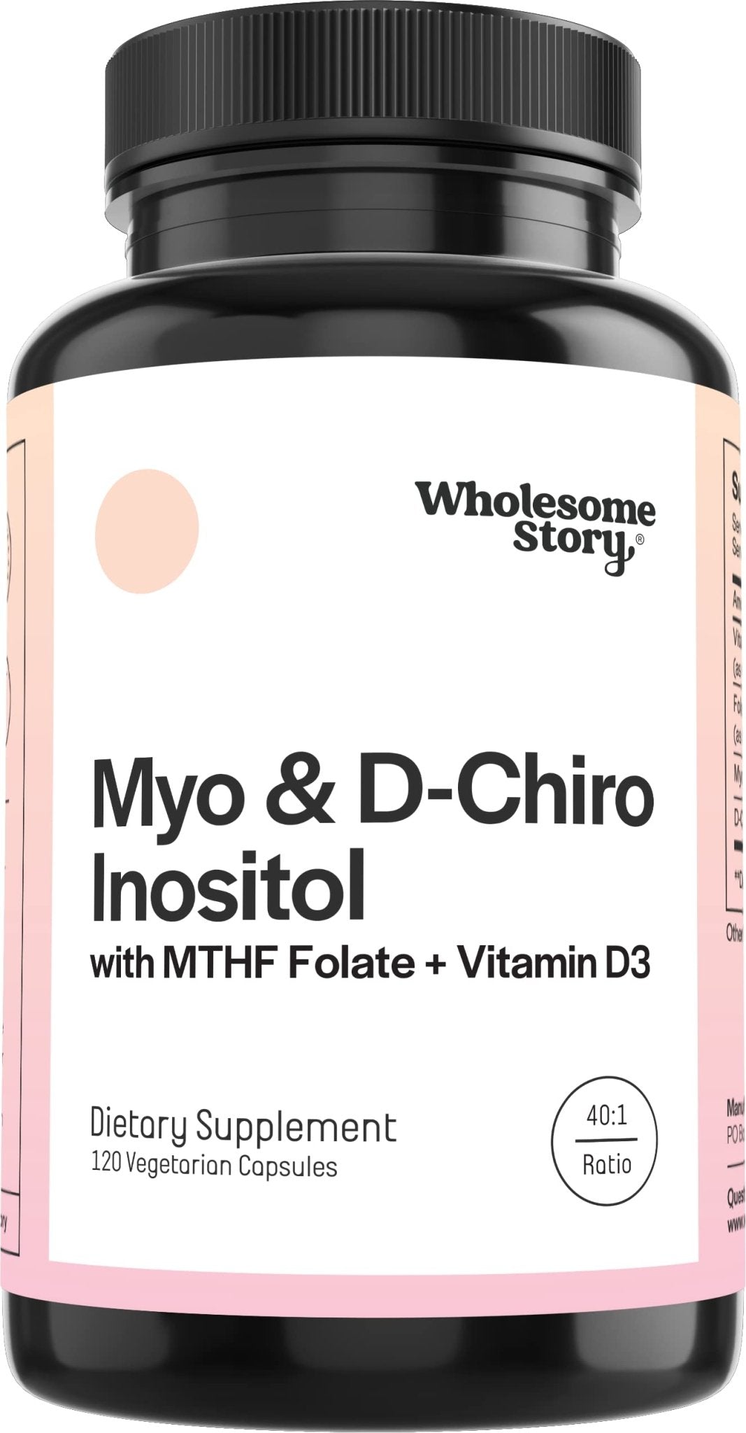 Myo-Inositol & D-Chiro Inositol Capsules with MTHF, Folate, Vitamin D| Support for Ovarian Function, Hormone Balance, & Homocysteine Levels | Fertility Supplements for Women | 40:1 Ratio - Maple Wellness Supplements