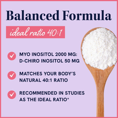 Myo-Inositol & D-Chiro Inositol Powder | Hormone Balance for Women | Ideal 40:1 Ratio | Myo 2000mg, D Chiro 50mg | Regulate Menstrual Cycle and Support Ovarian Health | 30 Servings, 2.17 oz. - Maple Wellness Supplements