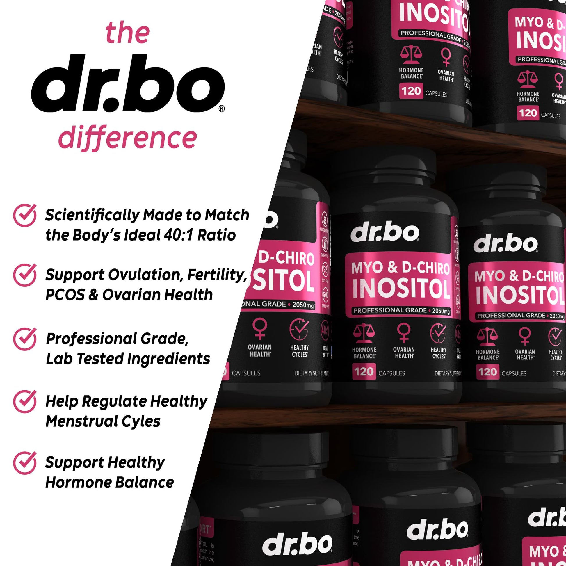 Myo-Inositol & D-Chiro Inositol Supplement Capsules - 40:1 Ratio Hormone Balance - Maple Wellness Supplements
