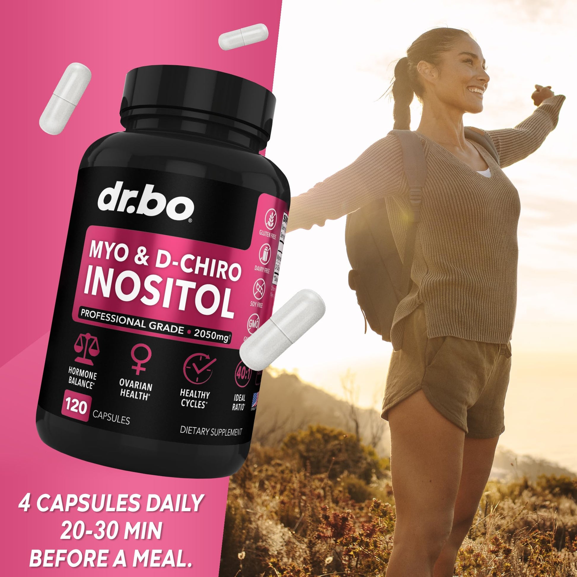 Myo-Inositol & D-Chiro Inositol Supplement Capsules - 40:1 Ratio Hormone Balance - Maple Wellness Supplements