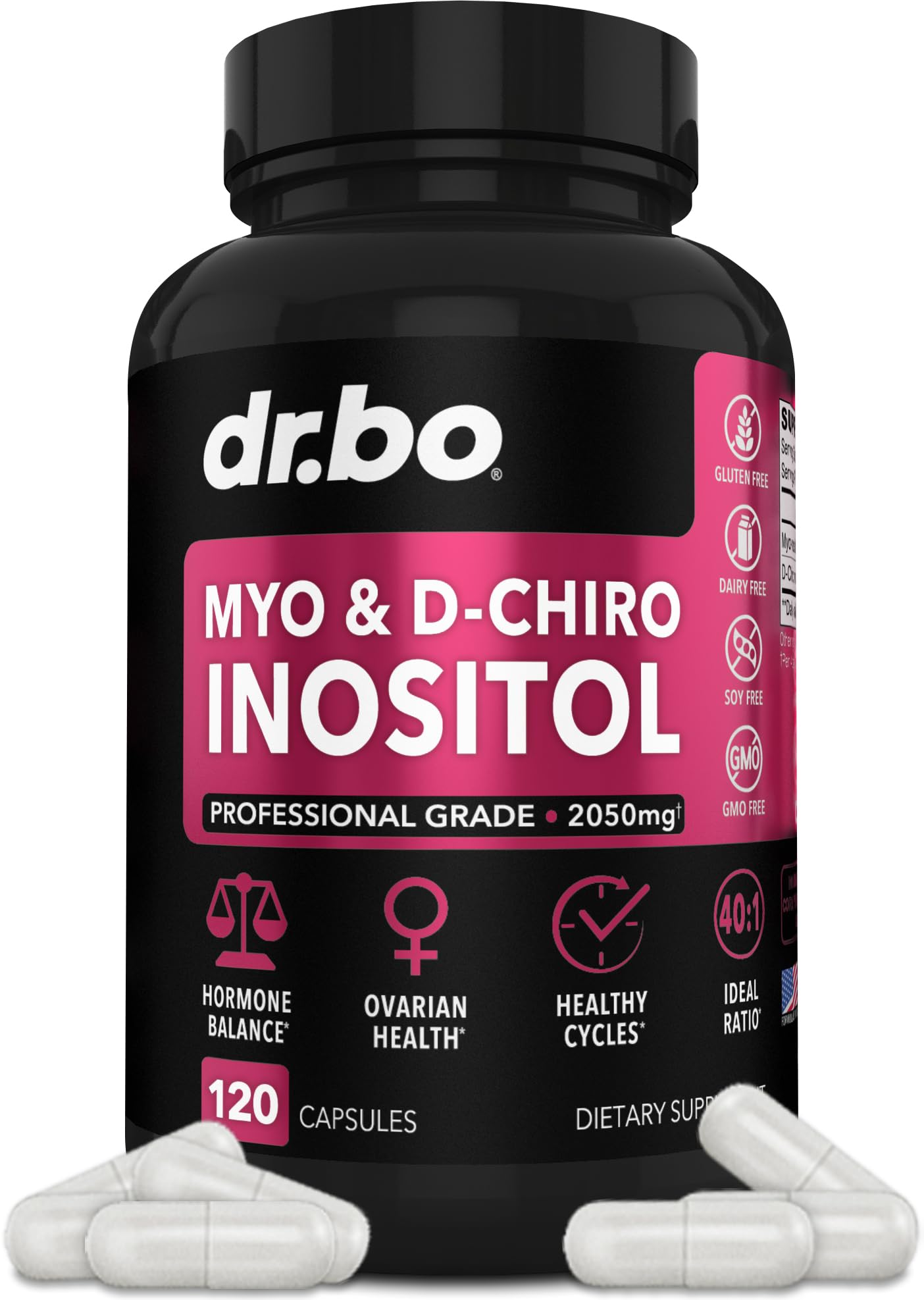 Myo-Inositol & D-Chiro Inositol Supplement Capsules - 40:1 Ratio Hormone Balance - Maple Wellness Supplements