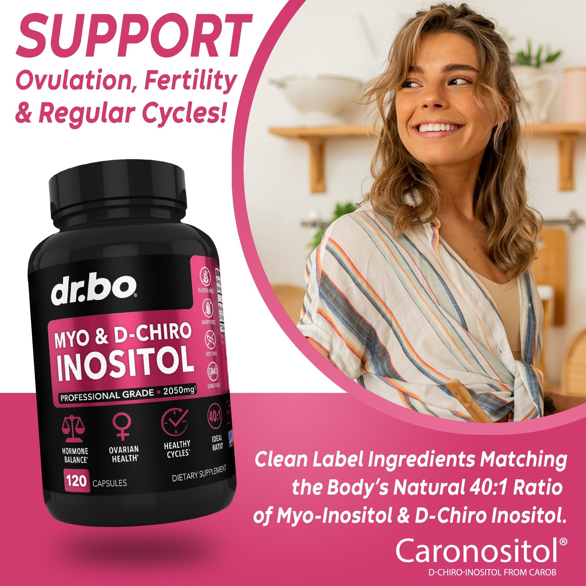 Myo-Inositol & D-Chiro Inositol Supplement Capsules - 40:1 Ratio Hormone Balance - Maple Wellness Supplements
