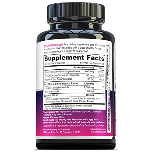 Myo-Inositol D-Chiro Women's Hormone Balance Supplement - 40:1 Myo-Inositol & D-ChiroInositol Blend with DIM for Hormone Balance for Women - Health Vitamins for Skin, Energy, & Cycle Support (1 Month) - Maple Wellness Supplements
