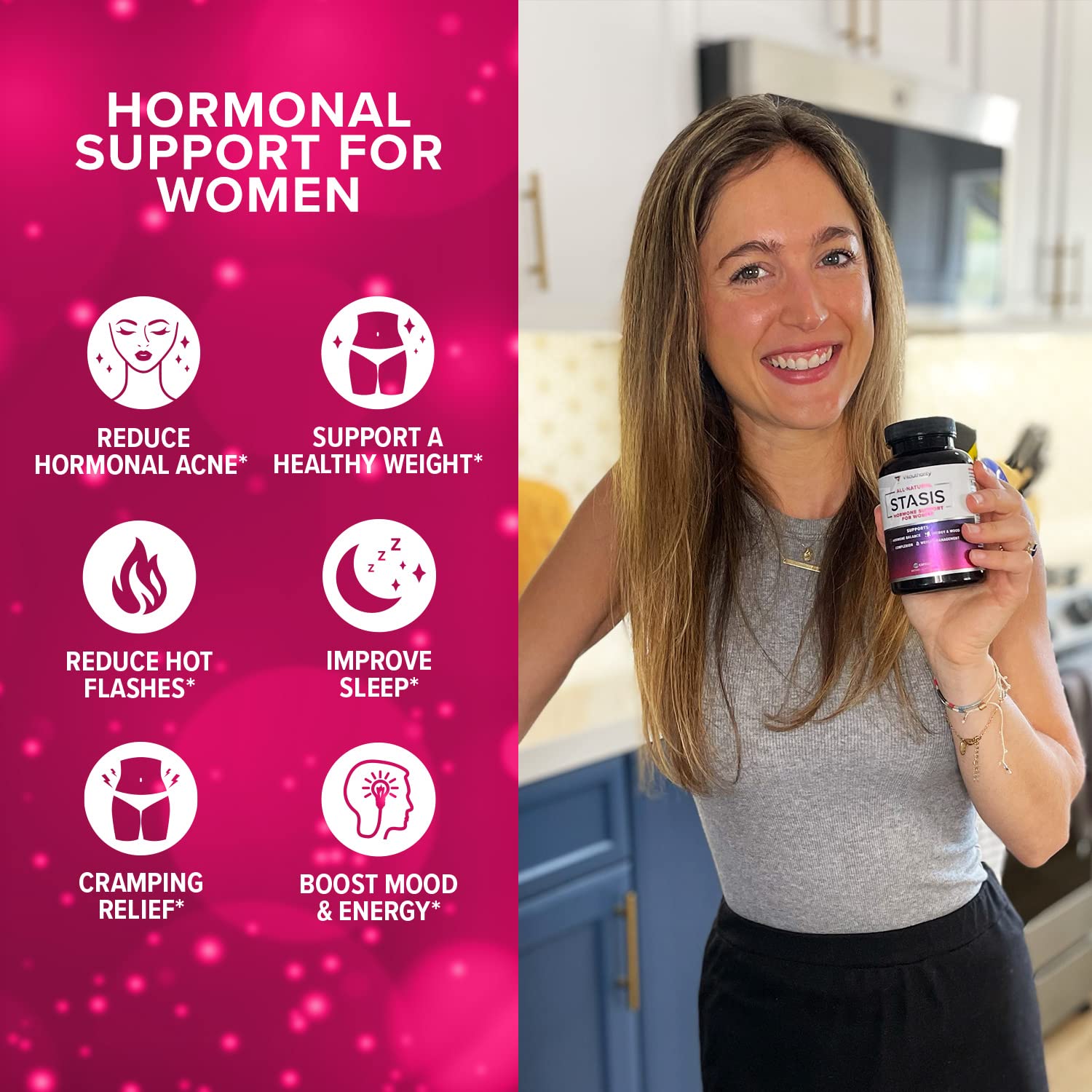Myo-Inositol D-Chiro Women's Hormone Balance Supplement - 40:1 Myo-Inositol & D-ChiroInositol Blend with DIM for Hormone Balance for Women - Health Vitamins for Skin, Energy, & Cycle Support (1 Month) - Maple Wellness Supplements