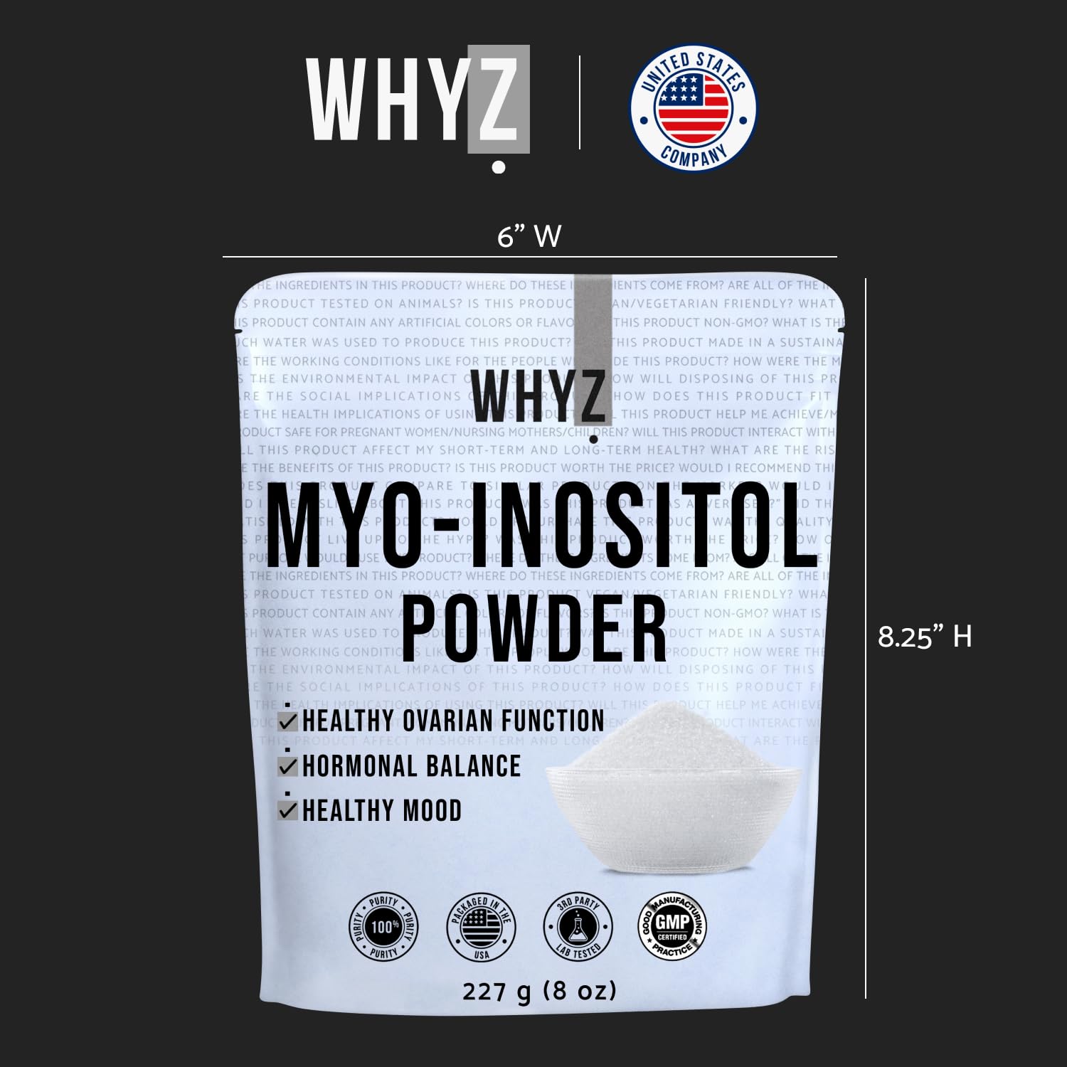 Myo-Inositol Powder 8oz, Natural Myo Inositol Supplement for Ovarian Support - Maple Wellness Supplements