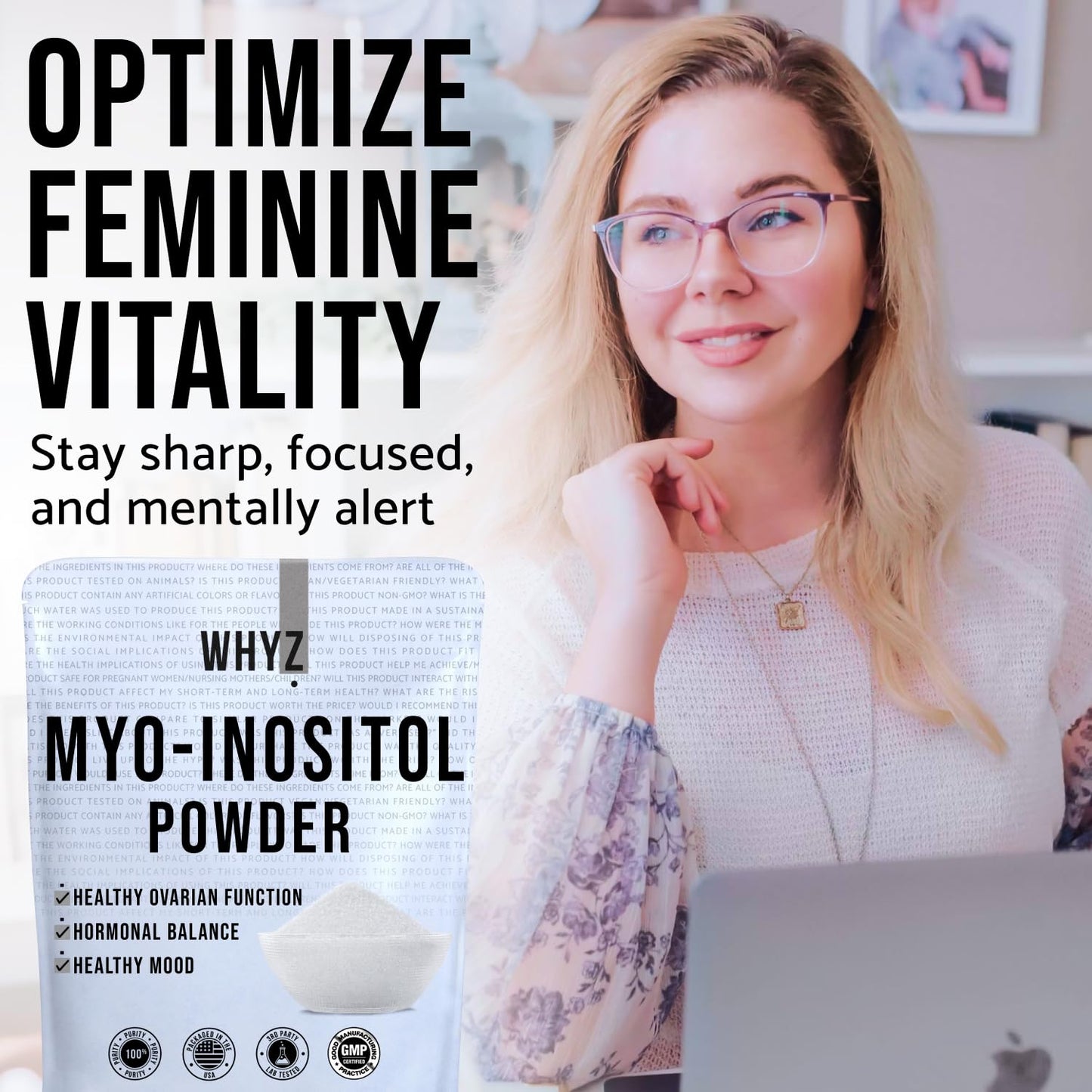 Myo-Inositol Powder 8oz, Natural Myo Inositol Supplement for Ovarian Support - Maple Wellness Supplements