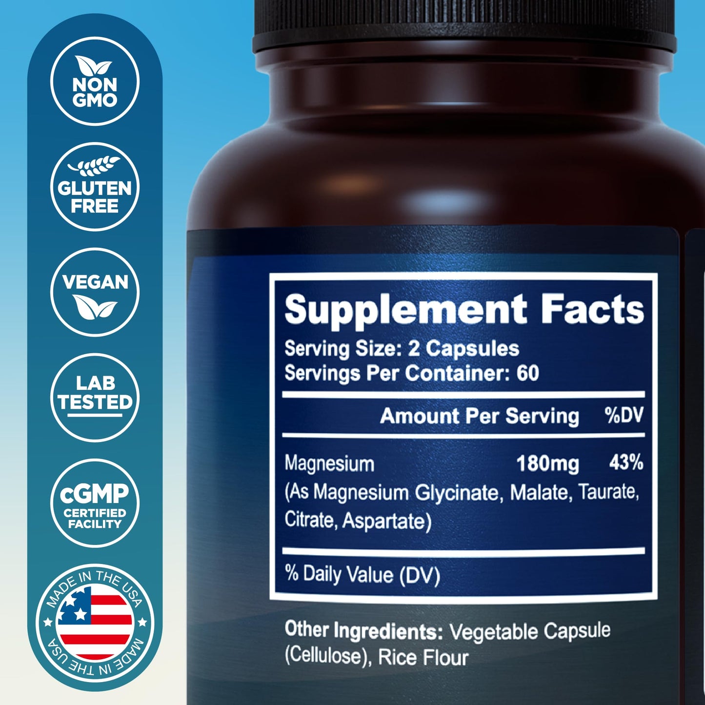 MyoActivo 5-in-1 Magnesium Complex - High Absorption - Chelated Magnesium Glycinate, Malate, Citrate, Taurate, & Aspartate for Nerves, Muscles, Bones | 120 Capsules | Magnesium Supplement - Maple Wellness Supplements