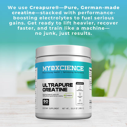 MYOXCIENCE Creapure® Creatine | 5 Grams German Creatine Monohydrate Per Serving | Supports Muscle Performance, Lean Body Mass, & Cognition (90 Serving Jar) - Maple Wellness Supplements