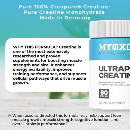 MYOXCIENCE Creapure® Creatine Monohydrate | Supports Strength & Muscle Mass, Cognition and Lean Body Mass | Unflavored 60 Servings - Maple Wellness Supplements