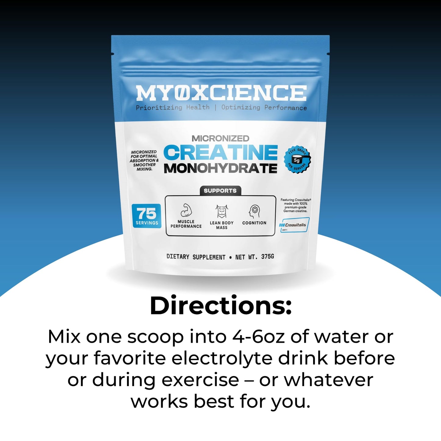 MYOXCIENCE Micronized Creavitalis Creatine | The World’s Purest Micronized Form of Creatine Monohydrate | Supports Muscle Performance - Maple Wellness Supplements