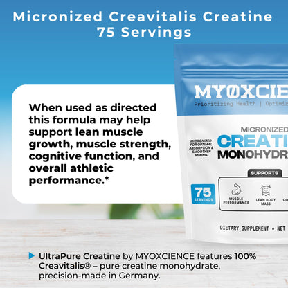 MYOXCIENCE Micronized Creavitalis Creatine | The World’s Purest Micronized Form of Creatine Monohydrate | Supports Muscle Performance - Maple Wellness Supplements