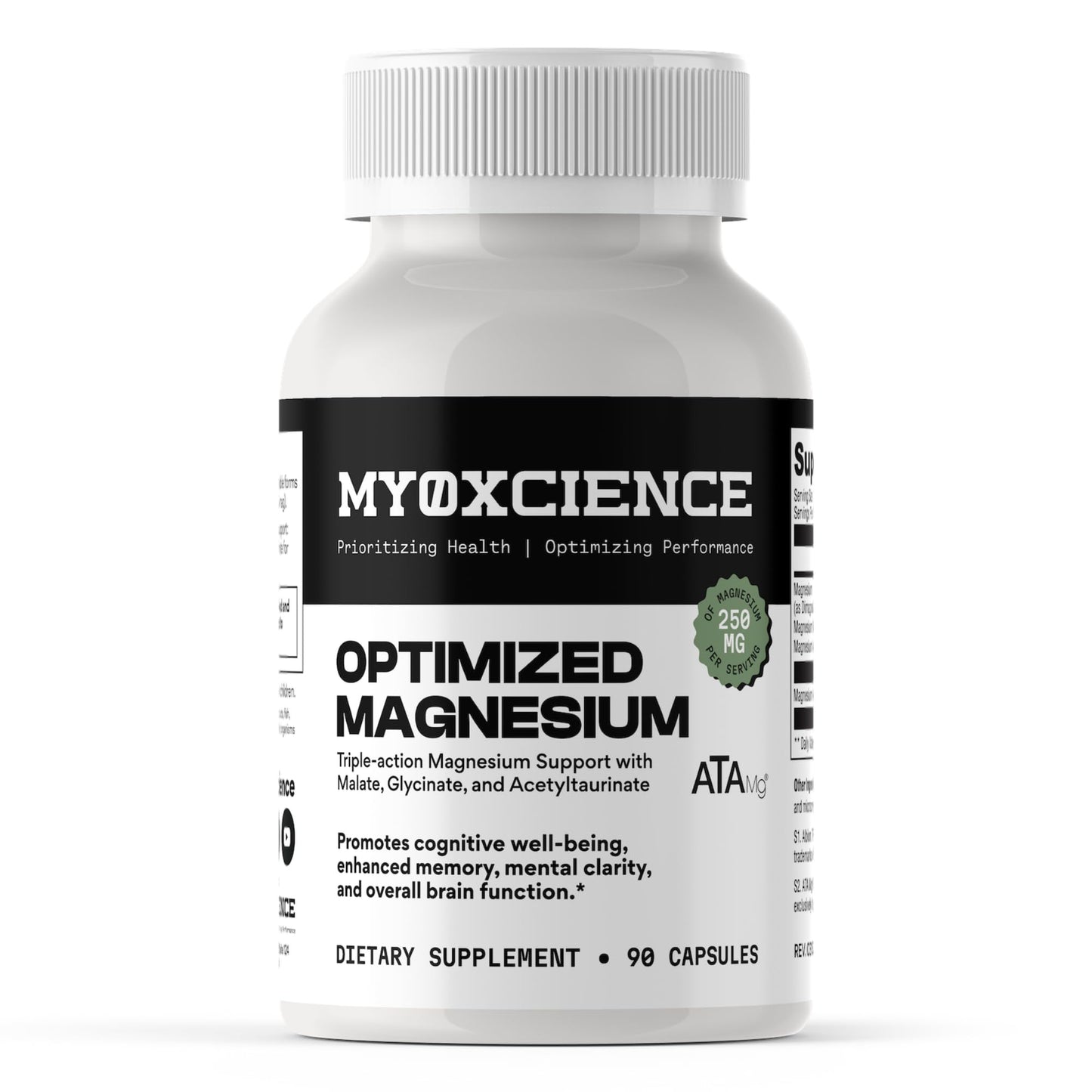MYOXCIENCE Optimized Magnesium Glycinate + Magnesium Taurate (as ATAmag®) for High Brain Bioavailability to Support Stress Relief and Sleep | 30 Servings - Maple Wellness Supplements