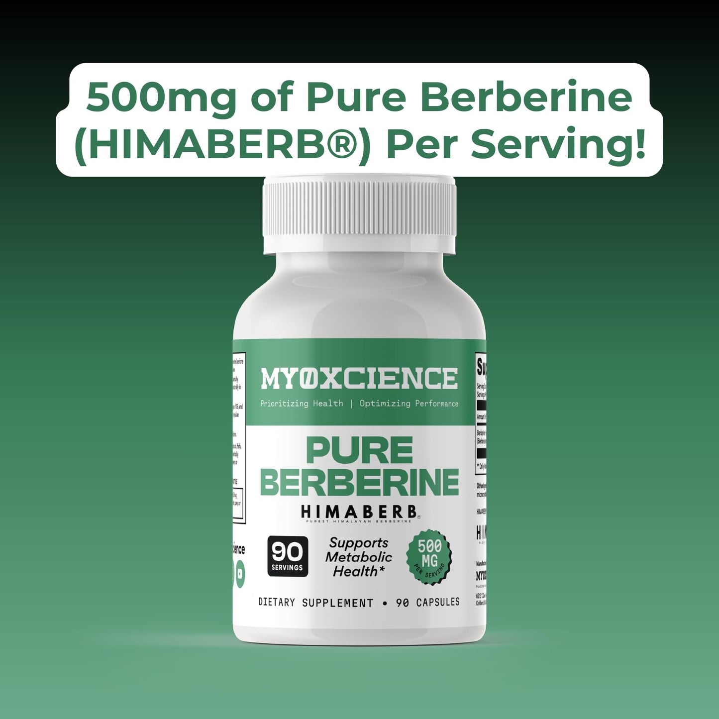 MYOXCIENCE Pure Berberine Himaberb | 500 mg of Berberine HCl per Serving | 90 Servings - Maple Wellness Supplements