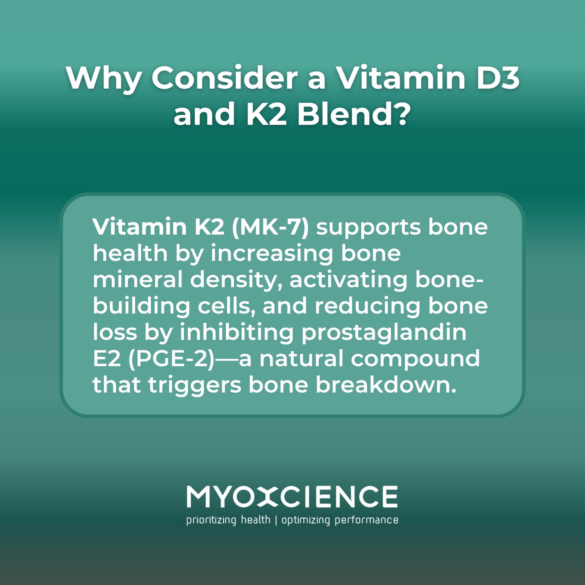 MYOXCIENCE Vitamin D3 + K2 Essential Micronutrients | Vitamin D3 5,000 IU | Vitamin K2 as MK-7 90 mcg (90 Vegetarian Capsules) - Maple Wellness Supplements