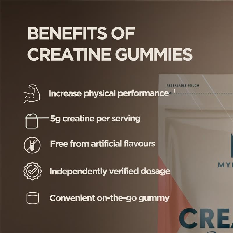 Myprotein Creatine Gummies, 5g Creatine Monohydrate per Serving, Peach, 90 Count, 18 Servings, Chewable Post/Pre Workout Strength & Recovery Sports Nutrition Supplement, Vegan, Non-GMO - Maple Wellness Supplements