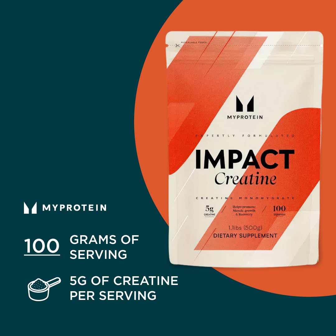 Myprotein Creatine Monohydrate Powder, 100 Servings (1.1lbs), Pure Unflavored Creatine Powder, Post/Pre Workout Supplement for All Sports & Exercises - Maple Wellness Supplements