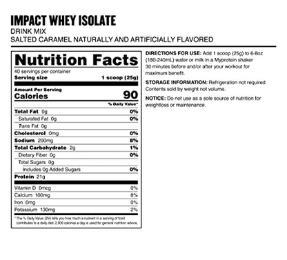 Myprotein Impact Whey Isolate Protein Powder (Caramel, 2.2 Pound (Pack of 1)) - Maple Wellness Supplements