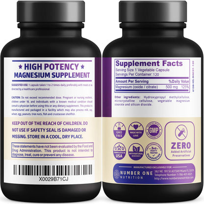 N1N Premium Magnesium Complex - High Absorption Magnesium Supplement for Women and Men to Support Regularity and Bone Health- 120 Veggie Capsules - Maple Wellness Supplements