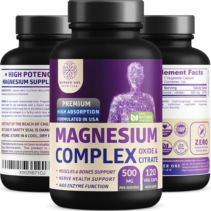 N1N Premium Magnesium Complex - High Absorption Magnesium Supplement for Women and Men to Support Regularity and Bone Health- 120 Veggie Capsules - Maple Wellness Supplements