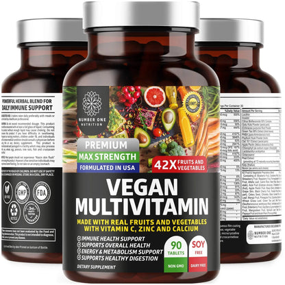 N1N Premium Plant Based Multivitamin [42 Powerful Ingredients] Men & Women Daily Multivitamins with Raw Veggies and Fruits, Probiotics - Maple Wellness Supplements
