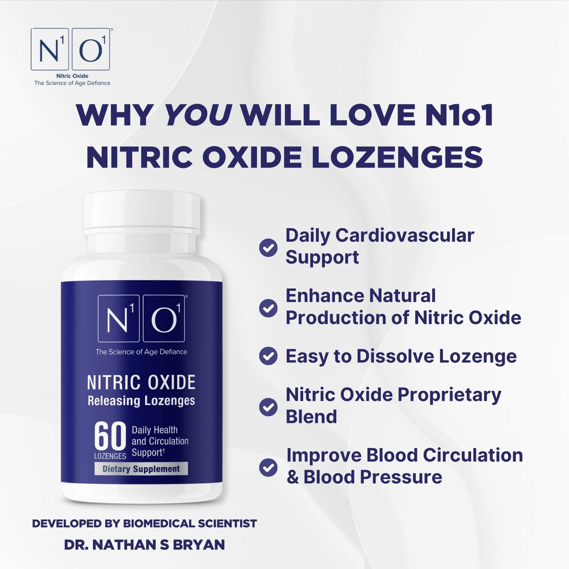 N1O1 Nitric Oxide Lozenges - 60 Count - Nitric Oxide Supplement for Heart Health, Circulation, Energy, Blood Flow, Oxygenation, Healthy Blood Pressure - Maple Wellness Supplements