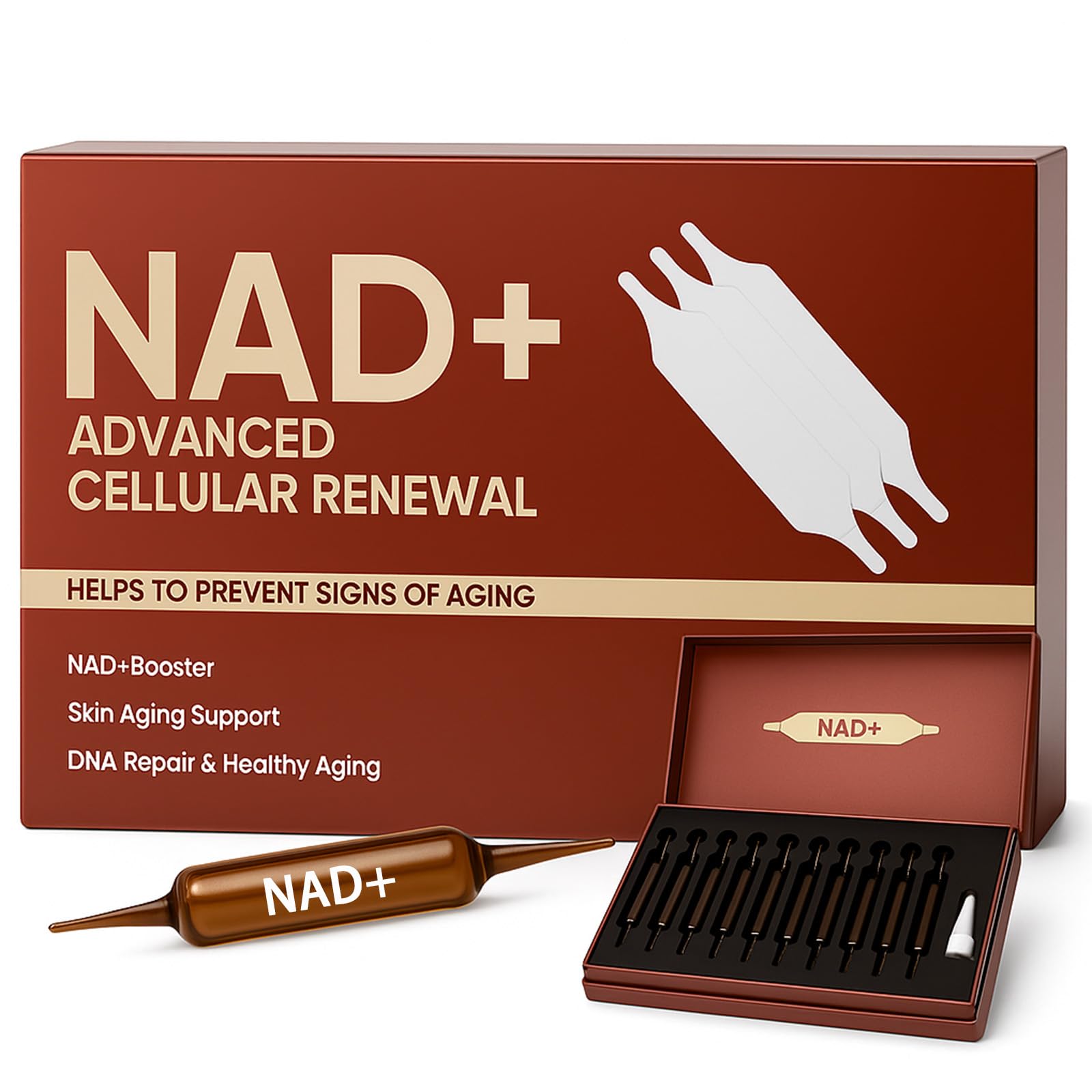 NAD Advanced Cellular Renewal - 1200mg NAD Supplement for Skin Aging Support Energy & Focus - 10 Vials (1) - Maple Wellness Supplements